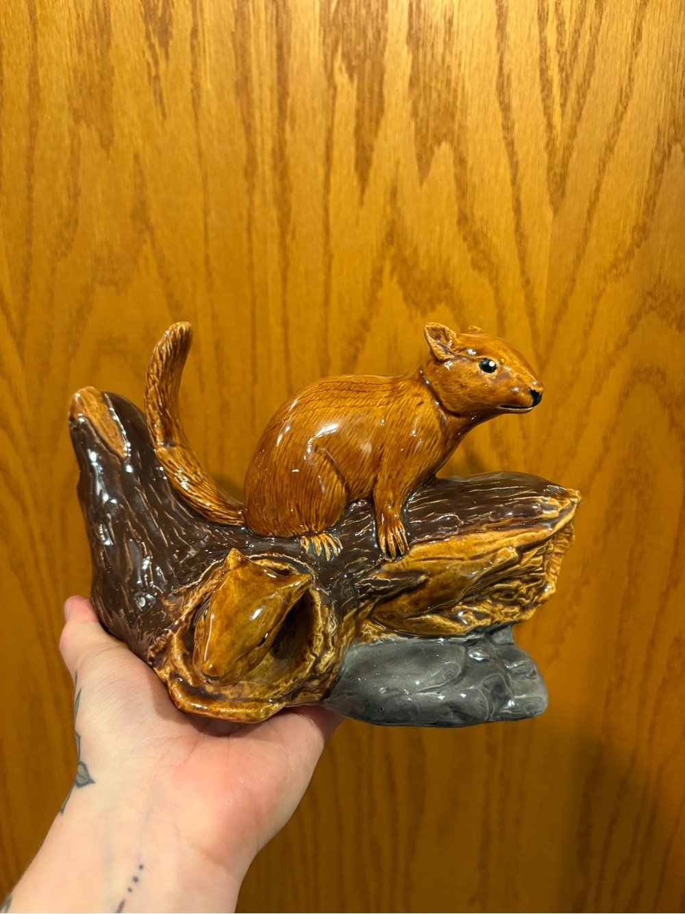Large ceramic squirrel figurine